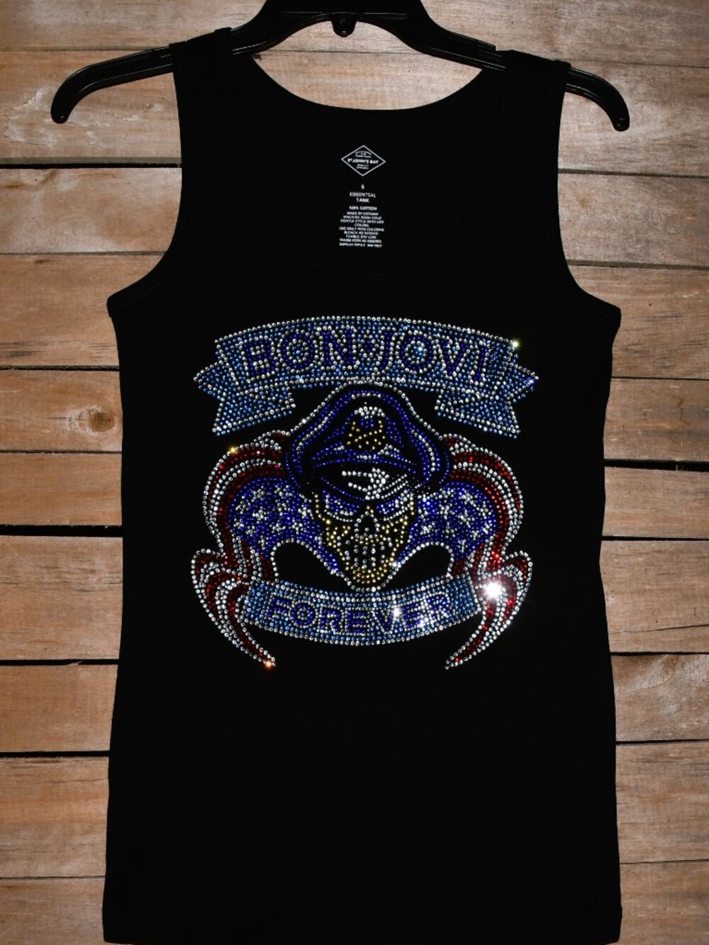 Bon Jovi Rhinestone black sleeveless tank top XS S M X XL XXL 1X 2X 3X 4X 5X